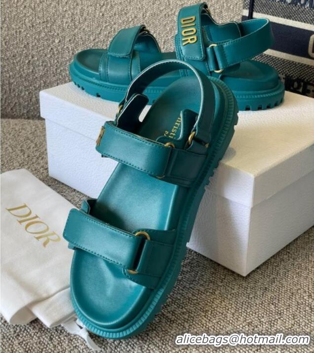 Lower Price Dior DiorAct Calfskin Flat Strap Sandals Blue 362019