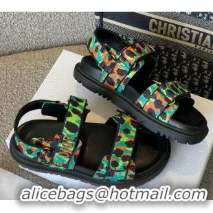 Discount Dior DiorAct Calfskin Flat Strap Sandals Black/Green 362016