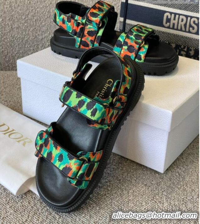 Discount Dior DiorAct Calfskin Flat Strap Sandals Black/Green 362016