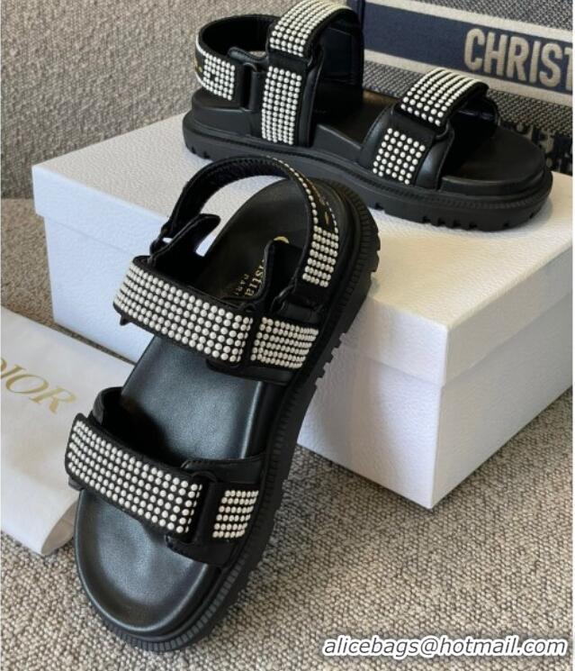 Good Quality Dior DiorAct Flat Strap Sandals Black 362015