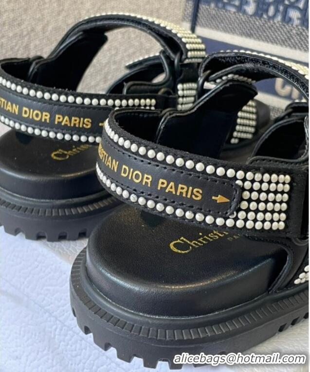 Good Quality Dior DiorAct Flat Strap Sandals Black 362015