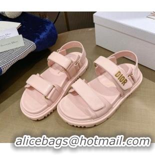 Purchase Dior DiorAct Calfskin Flat Strap Sandals Pink 362010