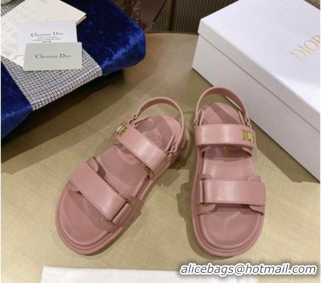 Stylish Dior DiorAct Calfskin Flat Strap Sandals Pink 362008