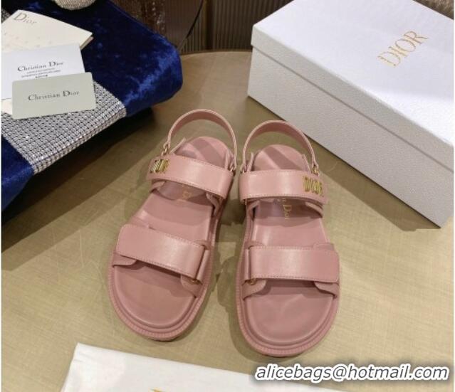 Stylish Dior DiorAct Calfskin Flat Strap Sandals Pink 362008