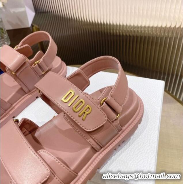 Stylish Dior DiorAct Calfskin Flat Strap Sandals Pink 362008