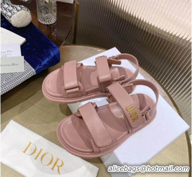 Stylish Dior DiorAct Calfskin Flat Strap Sandals Pink 362008