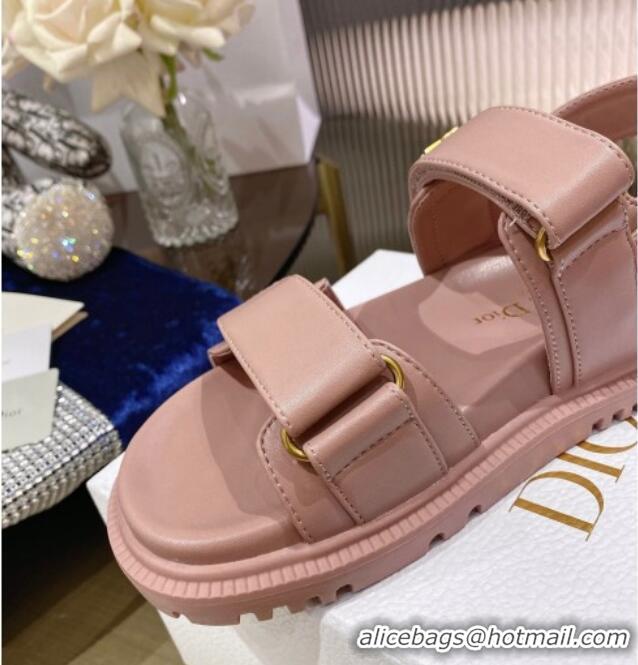 Stylish Dior DiorAct Calfskin Flat Strap Sandals Pink 362008