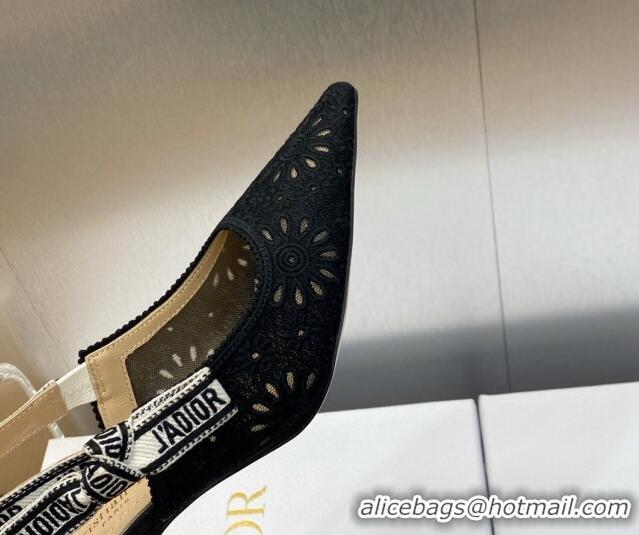 Best Product Dior J'Adior Slingback Pumps 6.5cm in Black Canvas Embroidered with Saint-Gall Motif 3071079