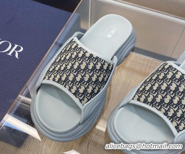 Purchase Dior H-Town Slide Sandals in Rubber with Dior Oblique Jacquard Light Grey 0711002