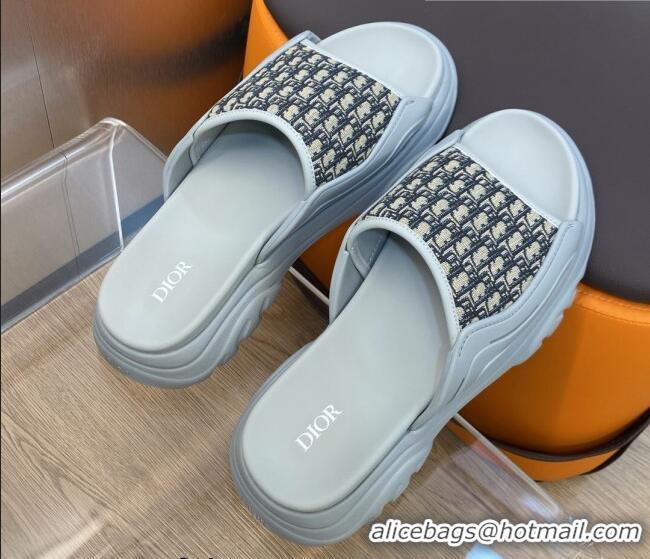 Purchase Dior H-Town Slide Sandals in Rubber with Dior Oblique Jacquard Light Grey 0711002