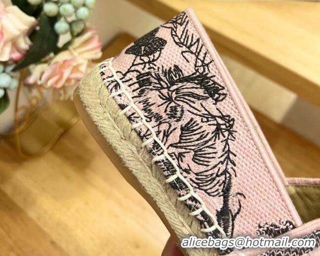 Luxurious Dior Embroidered Espadrilles Pink 0711003