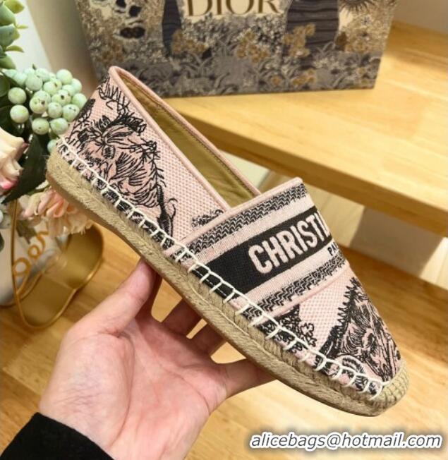 Luxurious Dior Embroidered Espadrilles Pink 0711003