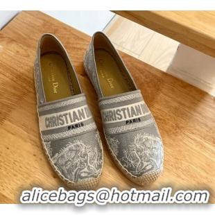 Top Design Dior Embroidered Espadrilles Grey 0711004