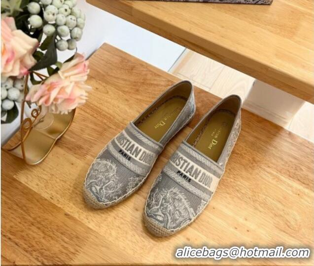 Top Design Dior Embroidered Espadrilles Grey 0711004