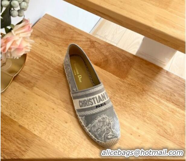 Top Design Dior Embroidered Espadrilles Grey 0711004