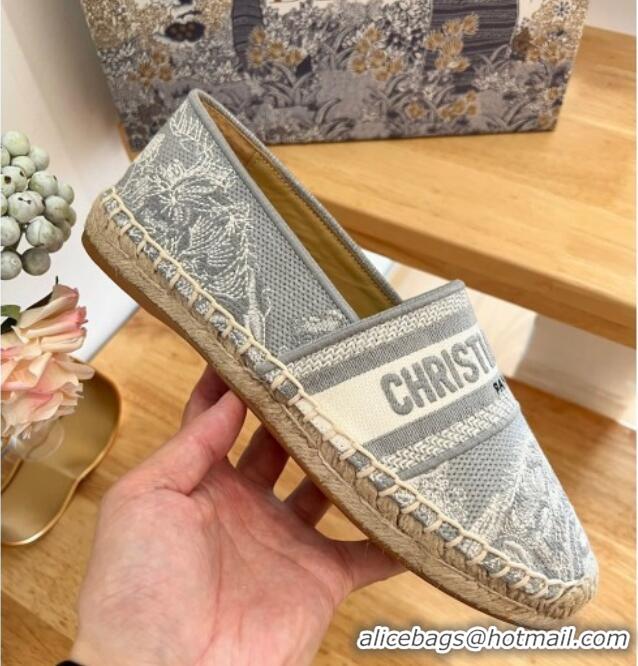 Top Design Dior Embroidered Espadrilles Grey 0711004