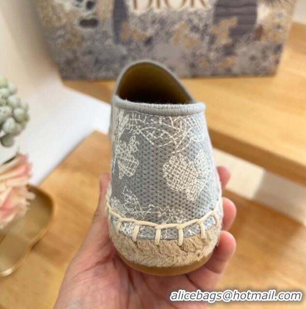 Top Design Dior Embroidered Espadrilles Grey 0711004