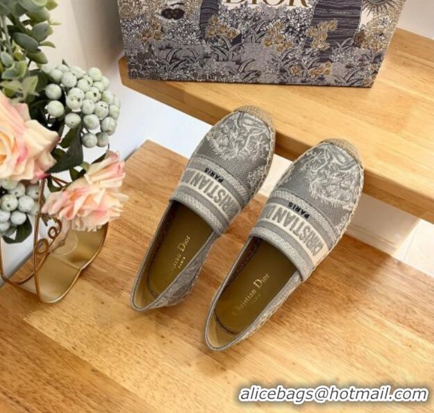 Top Design Dior Embroidered Espadrilles Grey 0711004