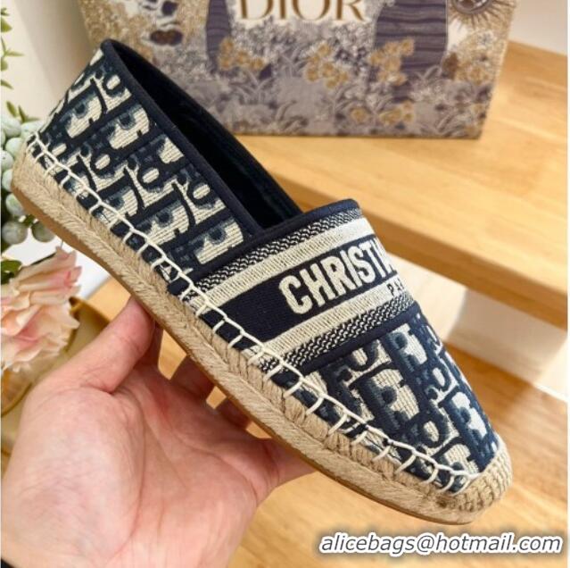 Sophisticated Dior Espadrilles in Oblique Embroidery Blue 711005