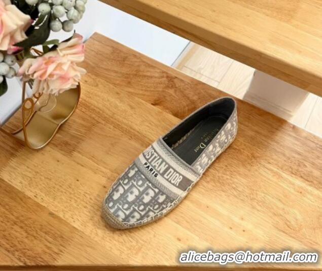 Luxury Dior Espadrilles in Oblique Embroidery Grey 711006