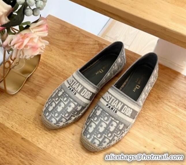 Luxury Dior Espadrilles in Oblique Embroidery Grey 711006