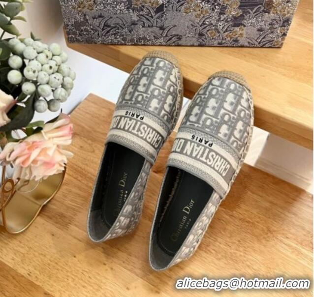 Luxury Dior Espadrilles in Oblique Embroidery Grey 711006