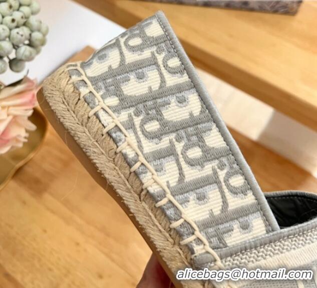 Luxury Dior Espadrilles in Oblique Embroidery Grey 711006