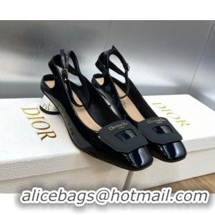 Discount Dior Day Pumps in Patent Leather with Silver Heel 3.5cm Black 711008