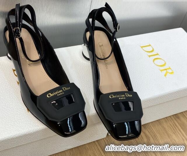 Discount Dior Day Pumps in Patent Leather with Silver Heel 3.5cm Black 711008