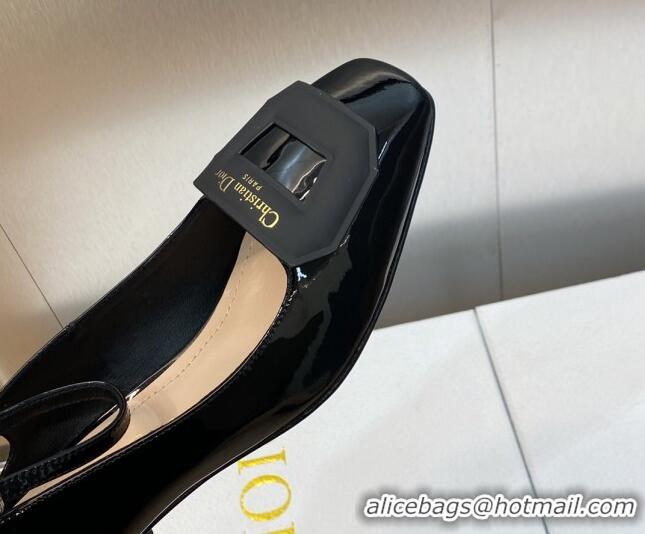 Discount Dior Day Pumps in Patent Leather with Silver Heel 3.5cm Black 711008