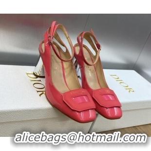 Luxury Dior Day Pumps in Patent Leather with Silver Heel 8.5cm Pink 711009