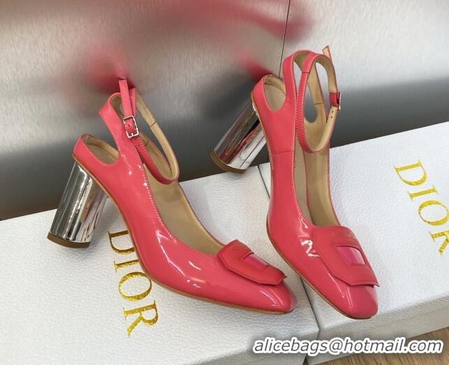 Luxury Dior Day Pumps in Patent Leather with Silver Heel 8.5cm Pink 711009