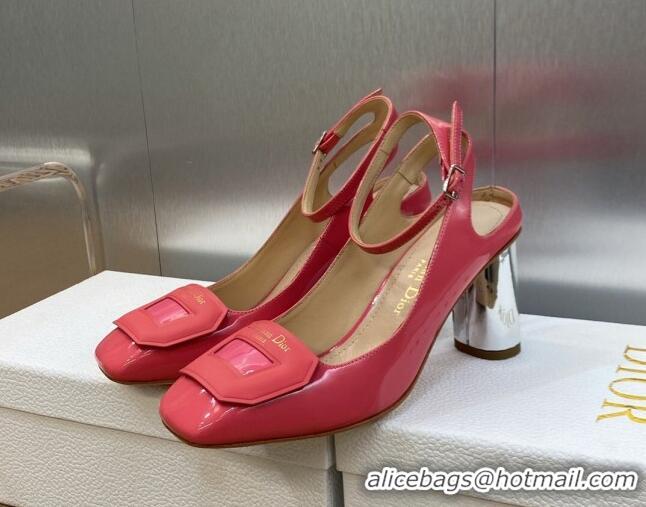 Luxury Dior Day Pumps in Patent Leather with Silver Heel 8.5cm Pink 711009