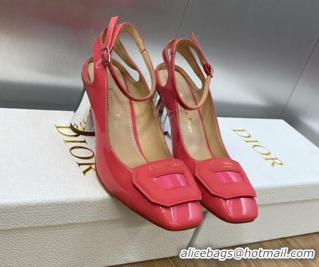 Luxury Dior Day Pumps in Patent Leather with Silver Heel 8.5cm Pink 711009