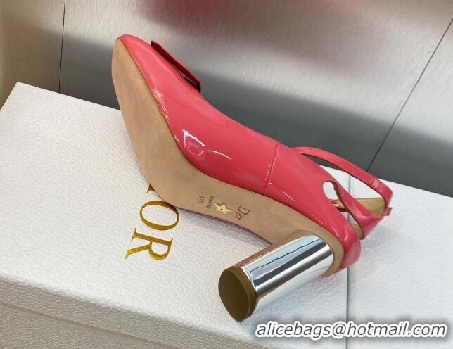 Luxury Dior Day Pumps in Patent Leather with Silver Heel 8.5cm Pink 711009