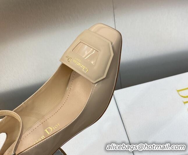 Unique Discount Dior Day Pumps in Patent Leather with Silver Heel 8.5cm Nude 711011