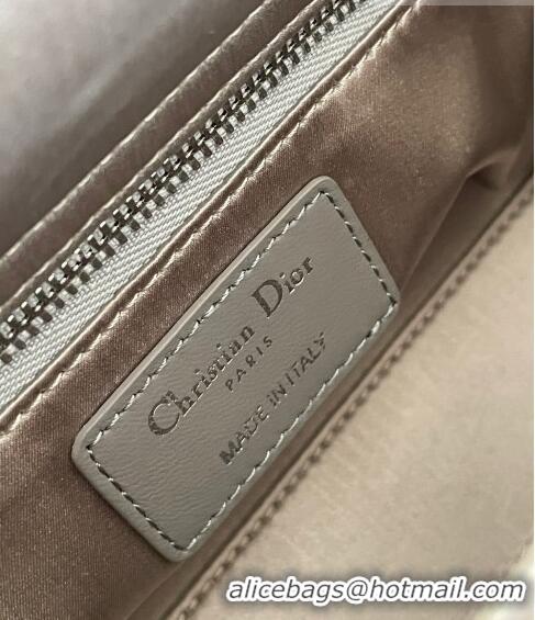 Top Quality Dior Mini Lady Dior Bag in Crystal Cannage Silk CD8041 Grey 2023