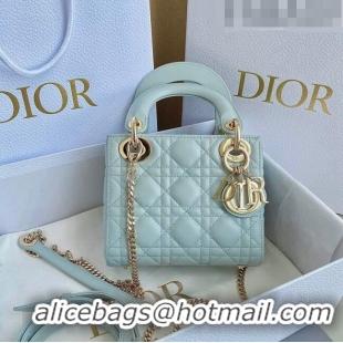 Low Cost Dior Mini Lady Dior Bag in Placid Blue Cannage Lambskin CD8052 2023