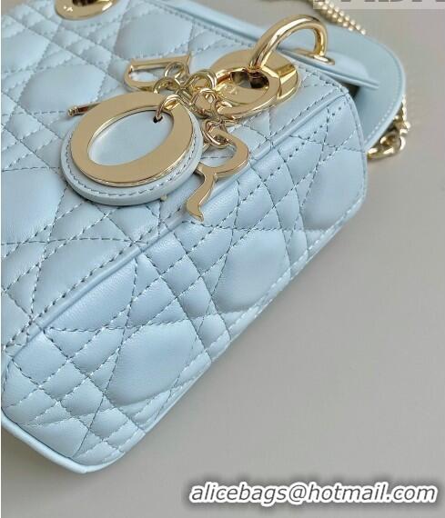 Low Cost Dior Mini Lady Dior Bag in Placid Blue Cannage Lambskin CD8052 2023