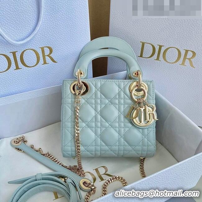 Low Cost Dior Mini Lady Dior Bag in Placid Blue Cannage Lambskin CD8052 2023