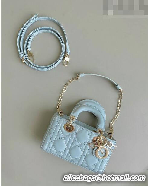 Inexpensive Dior Lady D-Joy Micro Bag in Placid Blue Cannage Lambskin CD8055 2023