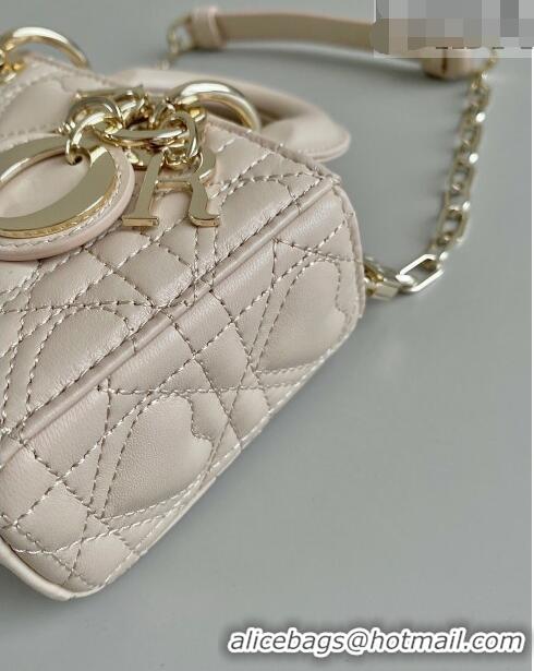 Top Quality Dior Lady D-Joy Micro Bag in Cannage Lambskin with Heart Motif Sand CD8057 Beige 2023