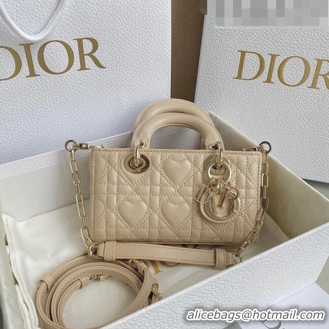 Top Quality Dior Lady D-Joy Micro Bag in Cannage Lambskin with Heart Motif Sand CD8057 Beige 2023