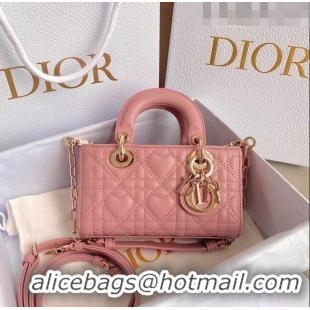 Inexpensive Dior Lady D-Joy Micro Bag in Cannage Lambskin with Heart Motif Antique CD8058 Pink 2023