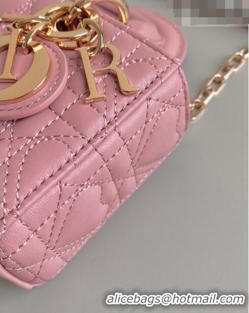 Inexpensive Dior Lady D-Joy Micro Bag in Cannage Lambskin with Heart Motif Antique CD8058 Pink 2023