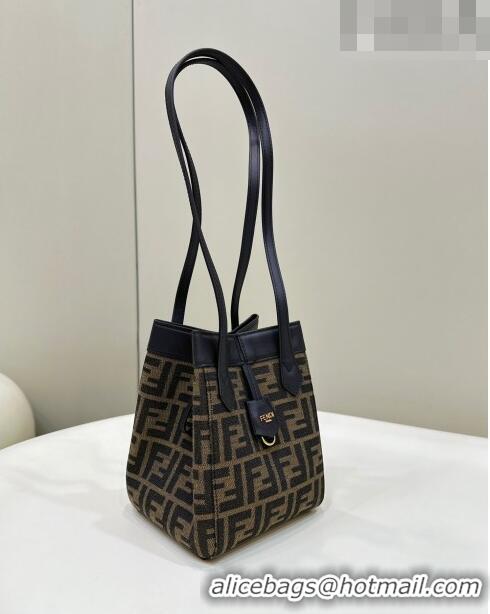 Discount Fendi Origami Mini Bag in Brown FF jacquard fabric that can be transformed F8059 2023