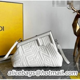 Well Crafted Fendi First Small Leather Bag with Raised logo lettering F8061 White 2023