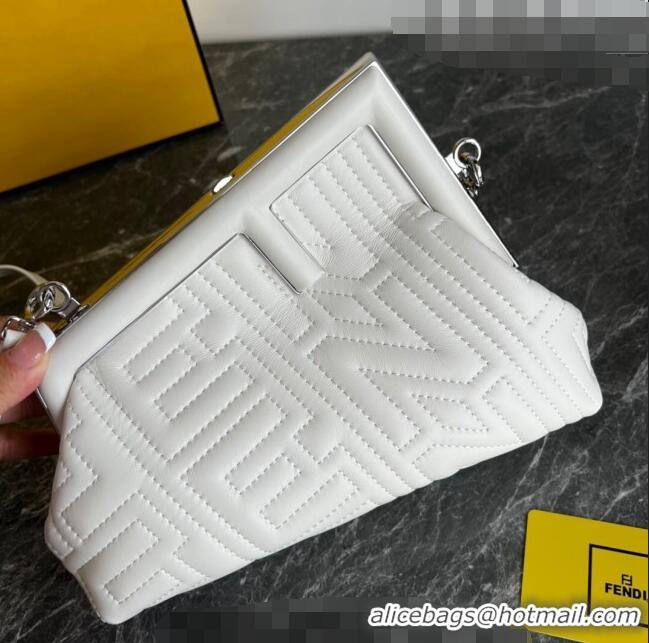 Well Crafted Fendi First Small Leather Bag with Raised logo lettering F8061 White 2023