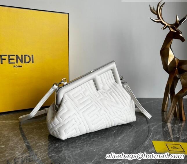 Well Crafted Fendi First Small Leather Bag with Raised logo lettering F8061 White 2023