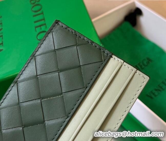 Promotional Bottega Veneta Intrecciato Leather Credit Card Case 749449 Dark Green/ Travertine 2023